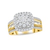 Thumbnail Image 1 of Multi-Diamond Engagement Ring 1 ct tw Round & Baguette-cut 10K Yellow Gold