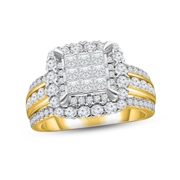 Now + Forever Multi-Diamond Engagement Ring 2 ct tw Princess & Round-cut 14K Yellow Gold