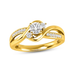 Three-Stone Diamond Engagement Ring 3/8 ct tw Round-cut 14K Yellow Gold