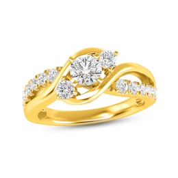 Now + Forever Diamond Three-Stone Engagement Ring 1 ct tw Round-cut 14K Yellow Gold