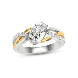 Now + Forever Diamond Three-Stone Engagement Ring 5/8 ct tw Round-cut 14K Two-Tone Gold