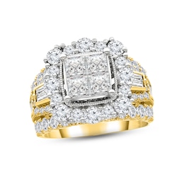 Now + Forever Multi-Diamond Engagement Ring 4 ct tw Princess, Round & Baguette-cut 14K Yellow Gold