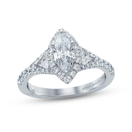 Monique Lhuillier Bliss Diamond Engagement Ring 1-1/2 ct tw Marquise, Pie & Round-Cut 18K White Gold