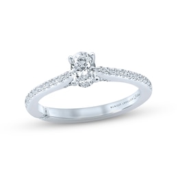 Monique Lhuillier Bliss Diamond Engagement Ring 5/8 ct tw Oval & Round-Cut 18K White Gold