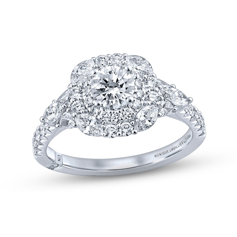 Main Image 1 of Monique Lhuillier Bliss Diamond Engagement Ring 1-5/8 ct tw Round, Pear, Marquise-cut 18K White Gold