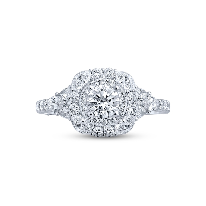 Main Image 3 of Monique Lhuillier Bliss Diamond Engagement Ring 1-5/8 ct tw Round, Pear, Marquise-cut 18K White Gold