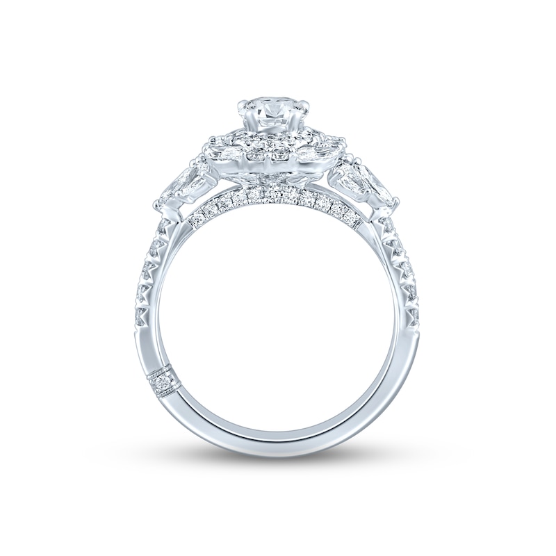 Main Image 4 of Monique Lhuillier Bliss Diamond Engagement Ring 1-5/8 ct tw Round, Pear, Marquise-cut 18K White Gold