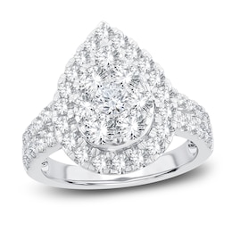 Now + Forever Multi-Diamond Engagement Ring 2 ct tw Round-cut 14K White Gold