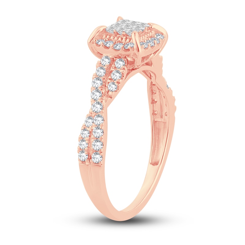 Multi-Diamond Engagement Ring 1/2 ct tw Princess & Round 14K Rose Gold