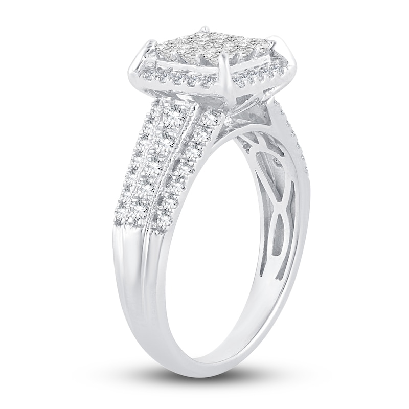 Main Image 2 of Multi-Diamond Engagement Ring 1 ct tw Princess & Round 14K White Gold