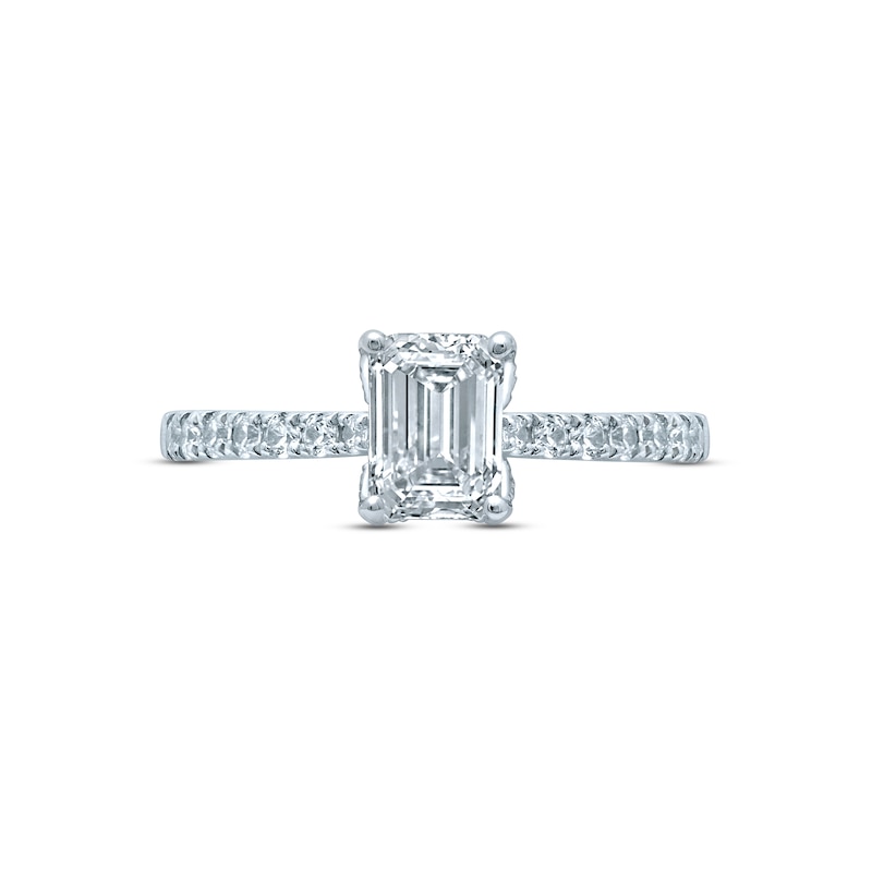 Main Image 3 of Monique Lhuillier Bliss Diamond Engagement Ring 1-3/8 ct tw Emerald & Round-cut 18K White Gold