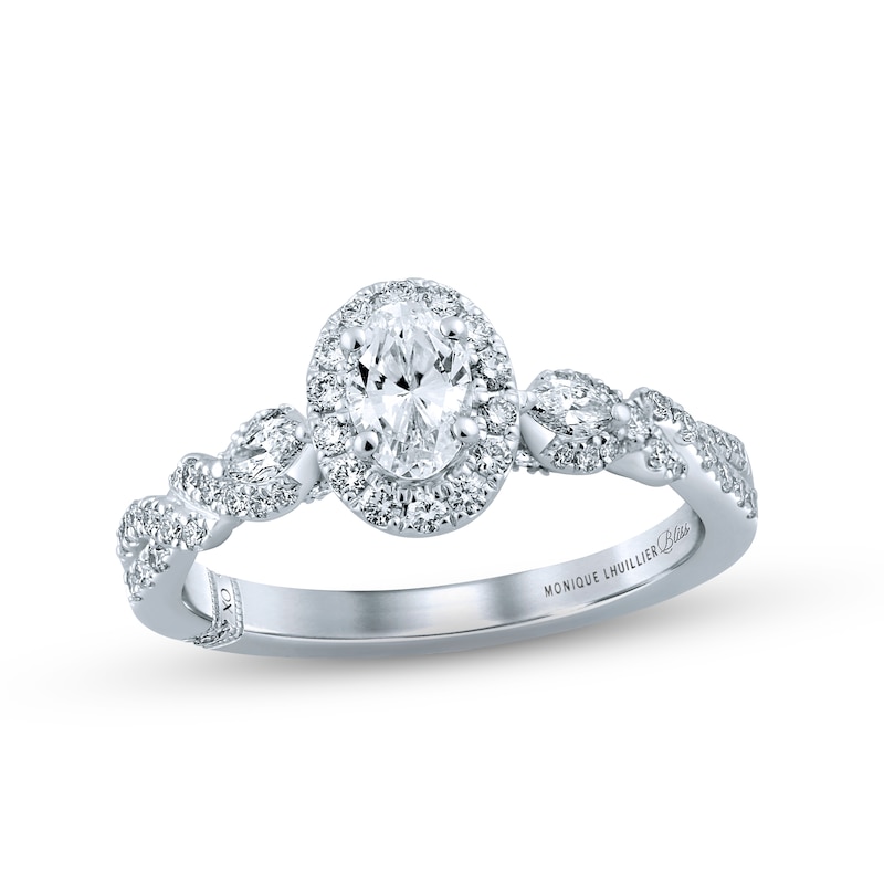 Main Image 1 of Monique Lhuillier Bliss Diamond Engagement Ring 7/8 ct tw Oval, Marquise & Round-cut 18K White Gold