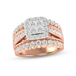 Now + Forever Multi-Diamond Engagement Ring 2 ct tw Princess & Round-cut 14K Rose Gold