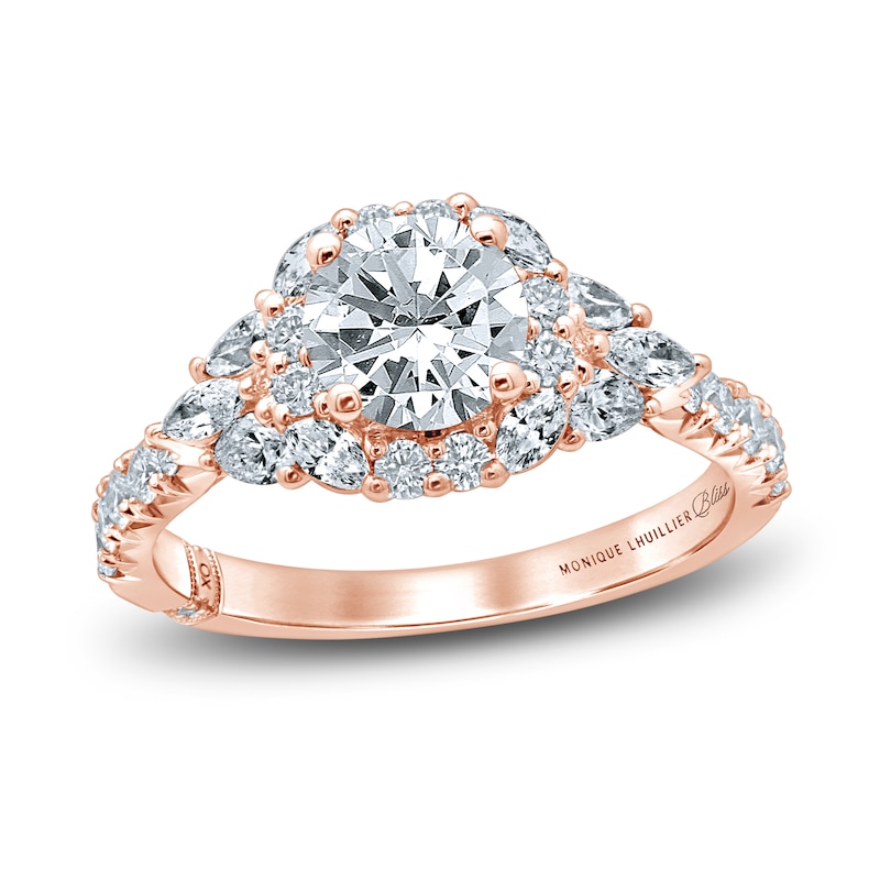 Main Image 1 of Monique Lhuillier Bliss Diamond Engagement Ring 1-7/8 ct tw Round, Marquise & Pear-shaped 18K Rose Gold