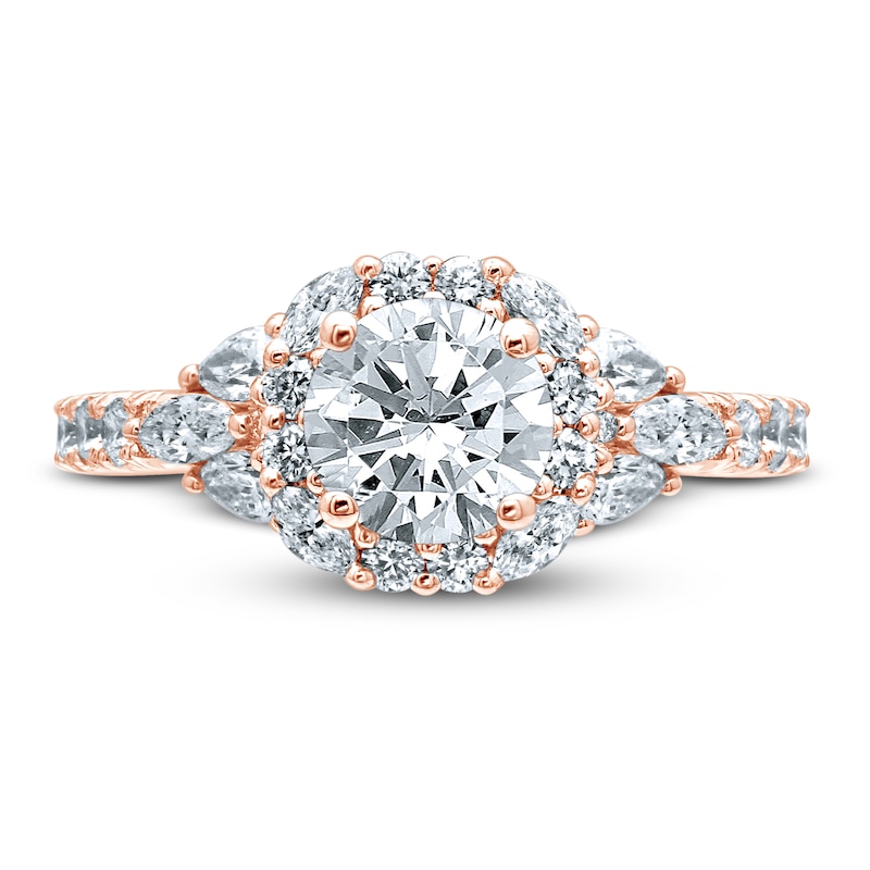 Main Image 3 of Monique Lhuillier Bliss Diamond Engagement Ring 1-7/8 ct tw Round, Marquise & Pear-shaped 18K Rose Gold