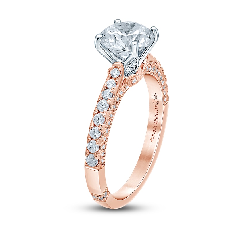 Main Image 2 of Monique Lhuillier Bliss Diamond Engagement Ring 1-7/8 ct tw Round-cut 18K Two-Tone Gold