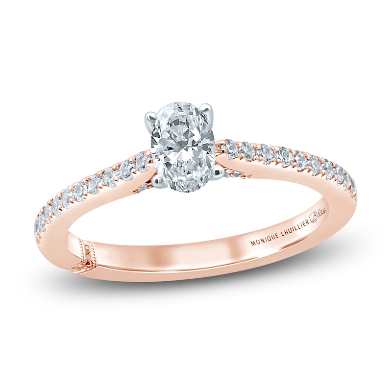 Main Image 1 of Monique Lhuillier Bliss Diamond Engagement Ring 5/8 ct tw Oval & Round-cut 18K Two-Tone Gold