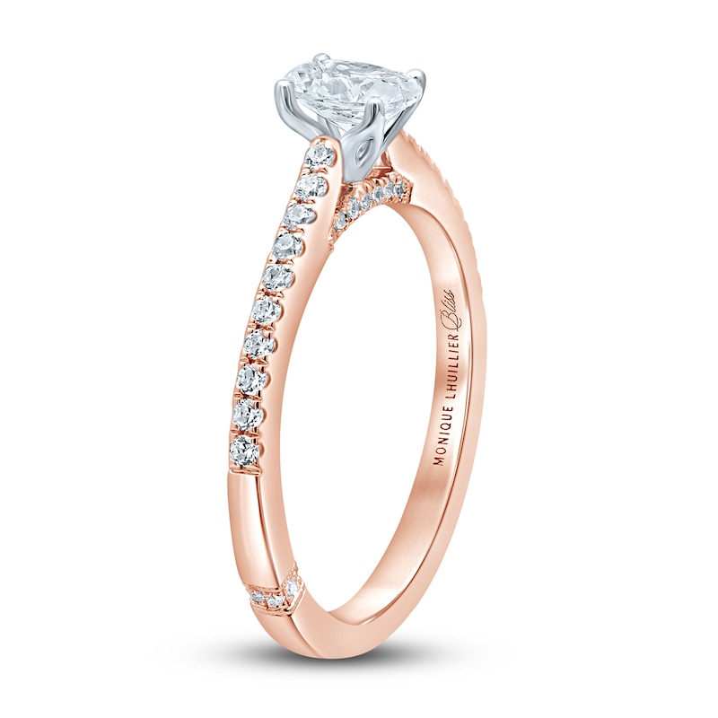 Main Image 2 of Monique Lhuillier Bliss Diamond Engagement Ring 5/8 ct tw Oval & Round-cut 18K Two-Tone Gold