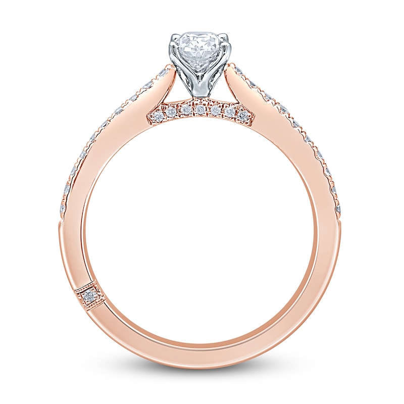 Main Image 4 of Monique Lhuillier Bliss Diamond Engagement Ring 5/8 ct tw Oval & Round-cut 18K Two-Tone Gold