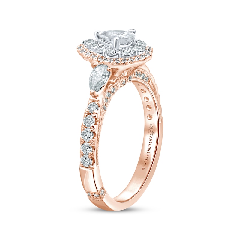 Monique Lhuillier Bliss Diamond Engagement Ring 1-1/4 ct tw Pear & Round-cut 18K Two-Tone Gold