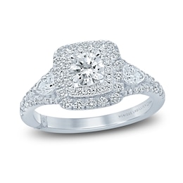 Monique Lhuillier Bliss Diamond Engagement Ring 1-1/6 ct tw Round & Pear-shaped 18K White Gold