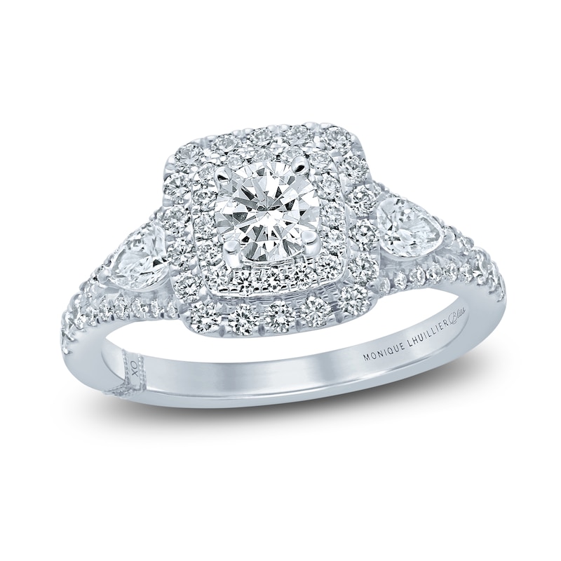 Main Image 1 of Monique Lhuillier Bliss Diamond Engagement Ring 1-1/6 ct tw Round & Pear-shaped 18K White Gold