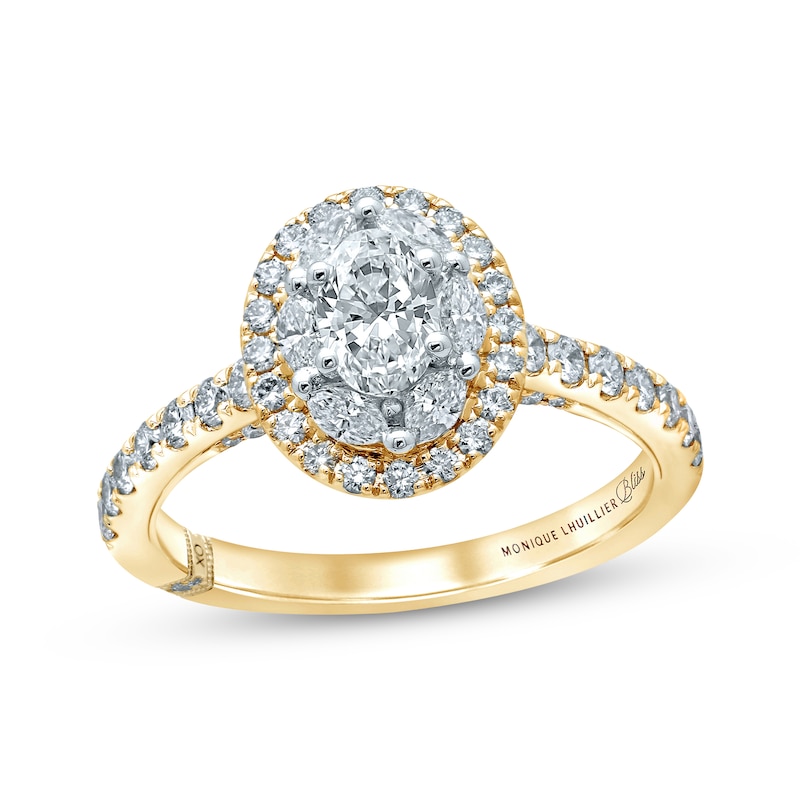 Main Image 1 of Monique Lhuillier Bliss Diamond Engagement Ring 1-1/4 ct tw Oval, Marquise & Round-cut 18K Two-Tone Gold