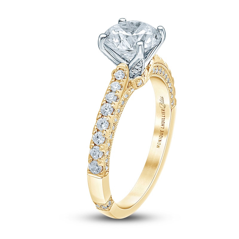 Main Image 2 of Monique Lhuillier Bliss Diamond Engagement Ring 1-7/8 ct tw Round-cut 18K Two-Tone Gold