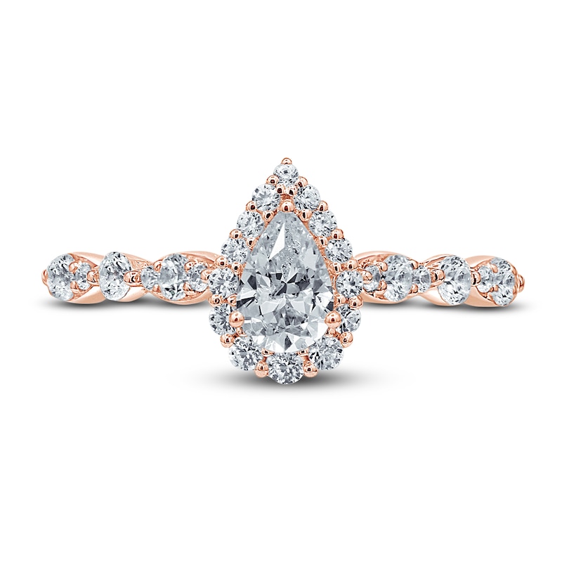 Monique Lhuillier Bliss Diamond Engagement Ring 7/8 ct tw Pear & Round-cut 18K Rose Gold