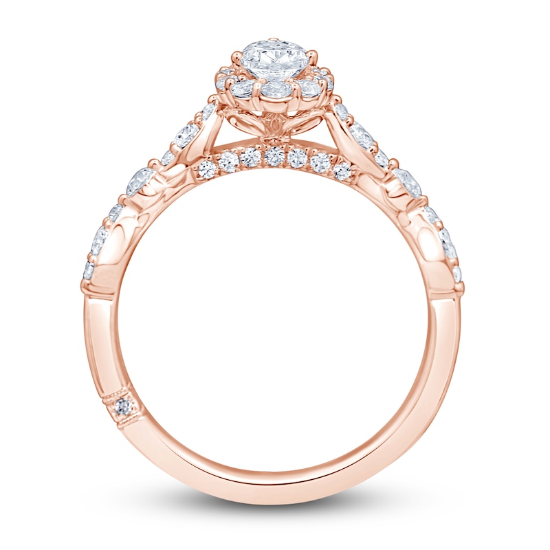 Monique Lhuillier Bliss Diamond Engagement Ring 7/8 ct tw Pear & Round-cut 18K Rose Gold