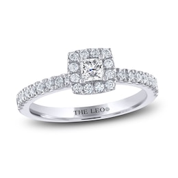 THE LEO Diamond Engagement Ring 1/2 ct tw Princess & Round-cut 14K White Gold