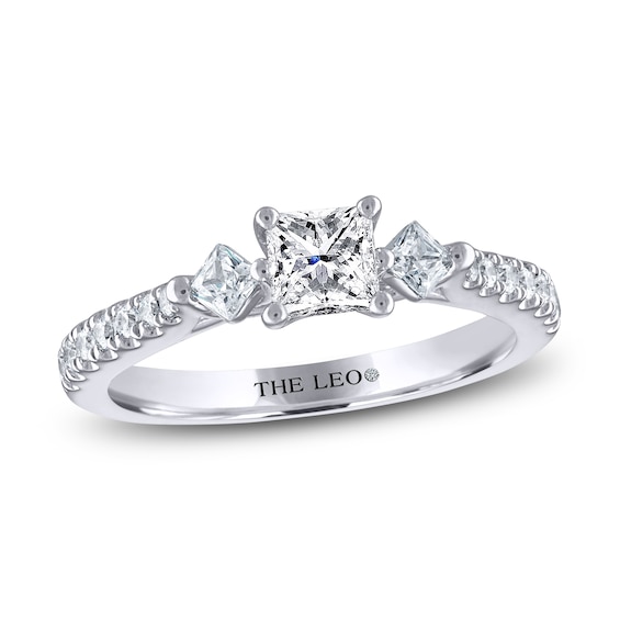 THE LEO Diamond Three-Stone Engagement Ring 1 ct tw Princess & Round-cut 14K White Gold