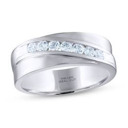 Men's THE LEO Ideal Cut Diamond Wedding Band 1/2 ct tw 14K White Gold