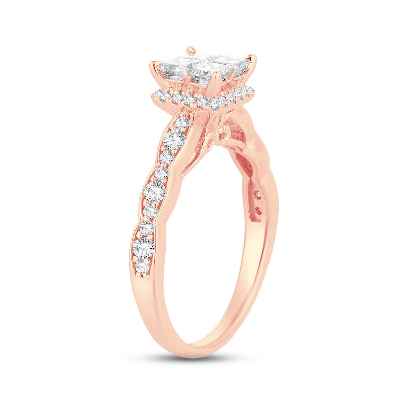 Multi-Diamond Engagement Ring 1 ct tw Princess & Round-cut 14K Rose ...