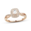 Thumbnail Image 1 of Diamond Engagement Ring 1/2 ct tw Emerald & Round-cut 14K Rose Gold