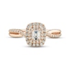 Thumbnail Image 3 of Diamond Engagement Ring 1/2 ct tw Emerald & Round-cut 14K Rose Gold