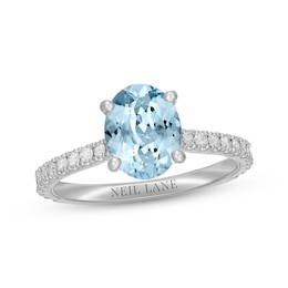 Neil Lane Aquamarine Engagement Ring 1/2 ct tw Diamonds 14K White Gold