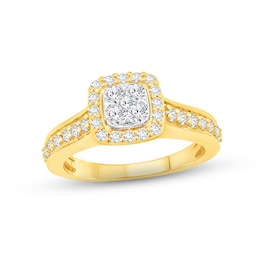 Diamond Engagement Ring 3/4 ct tw Princess & Round-cut 14K Two-Tone Gold