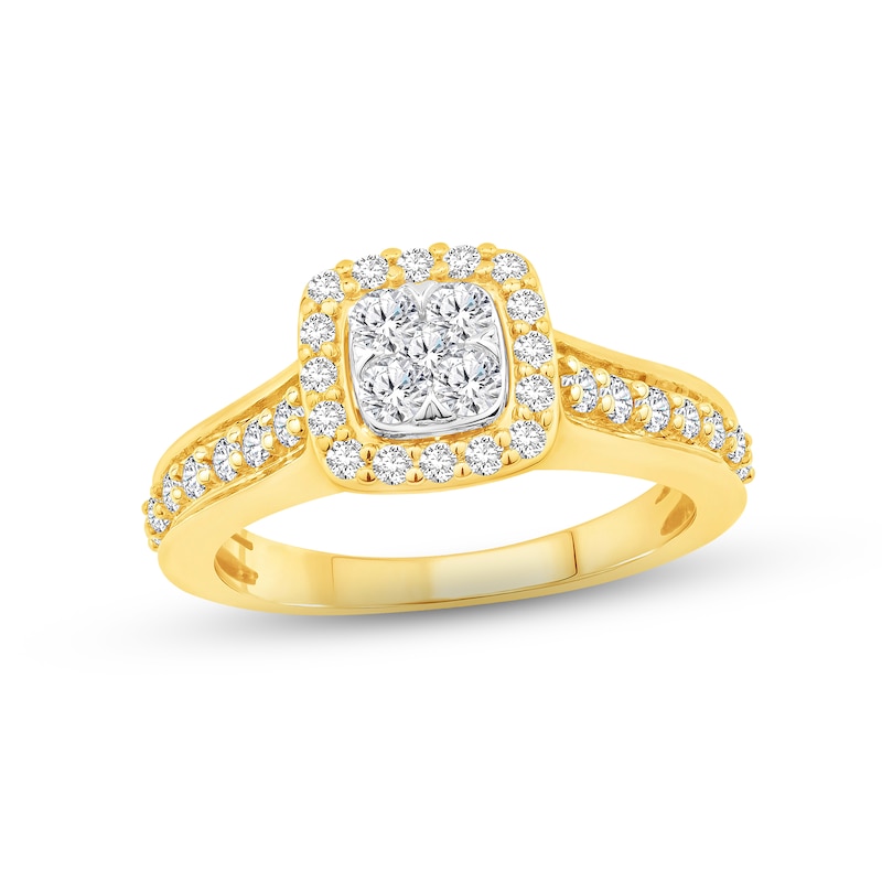 Diamond Engagement Ring 3/4 ct tw Princess & Round-cut 14K Two-Tone ...