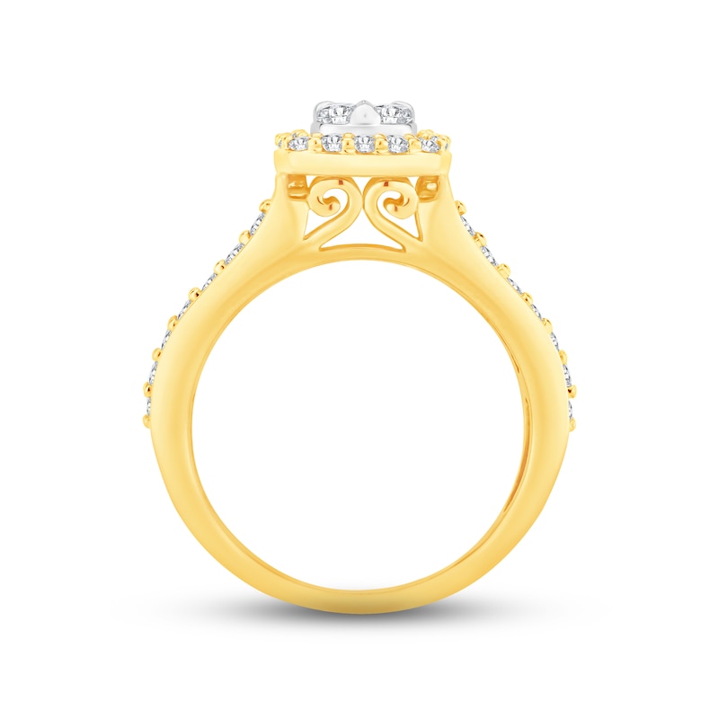 Main Image 3 of Diamond Engagement Ring 3/4 ct tw Princess & Round-cut 14K Two-Tone Gold