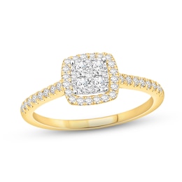 Multi-Diamond Engagement Ring 1/2 ct tw Round-cut 10K Two-Tone Gold