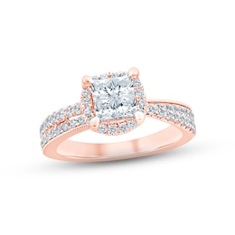 Now + Forever Multi-Diamond Engagement Ring 1 ct tw Princess & Round-cut 14K Rose Gold