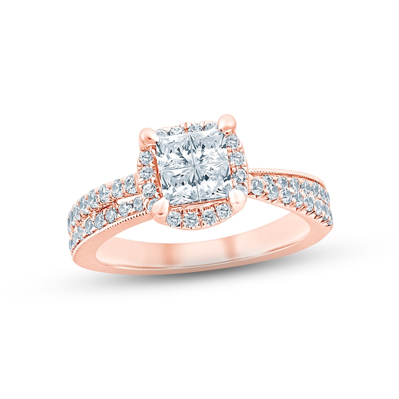 Main Image 1 of Multi-Diamond Engagement Ring 1 ct tw Princess & Round-cut 14K Rose Gold