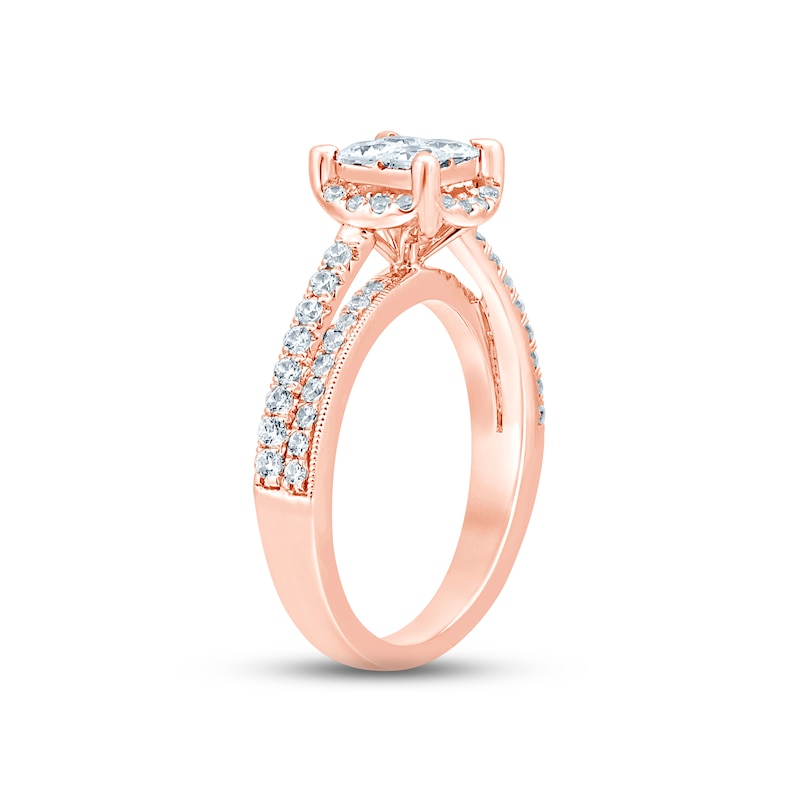 Main Image 2 of Multi-Diamond Engagement Ring 1 ct tw Princess & Round-cut 14K Rose Gold