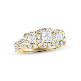 THE LEO Diamond Three-Stone Engagement Ring 1-1/3 ct tw Princess & Round-cut 14K Yellow Gold