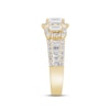 Thumbnail Image 1 of Diamond Three-Stone Engagement Ring 1-3/4 ct tw Emerald, Round & Baguette-cut 14K Yellow Gold