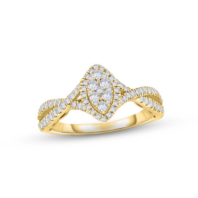 Main Image 1 of Multi-Diamond Engagement Ring 1/2 ct tw Round-cut 14K Yellow Gold