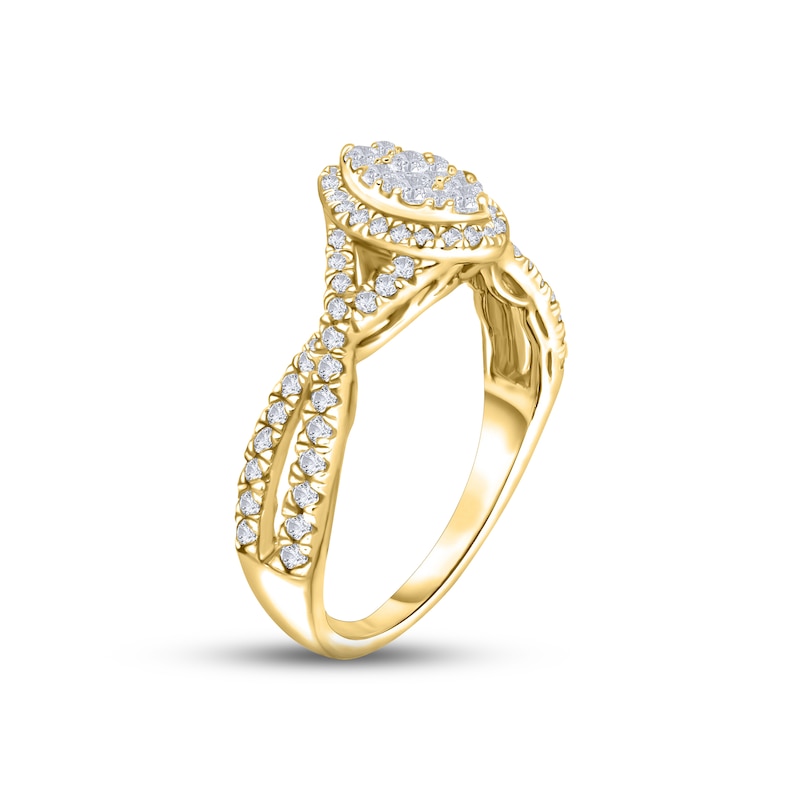 Main Image 2 of Multi-Diamond Engagement Ring 1/2 ct tw Round-cut 14K Yellow Gold