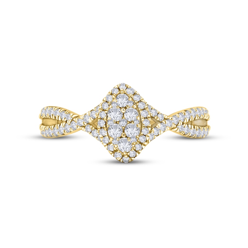 Main Image 3 of Multi-Diamond Engagement Ring 1/2 ct tw Round-cut 14K Yellow Gold