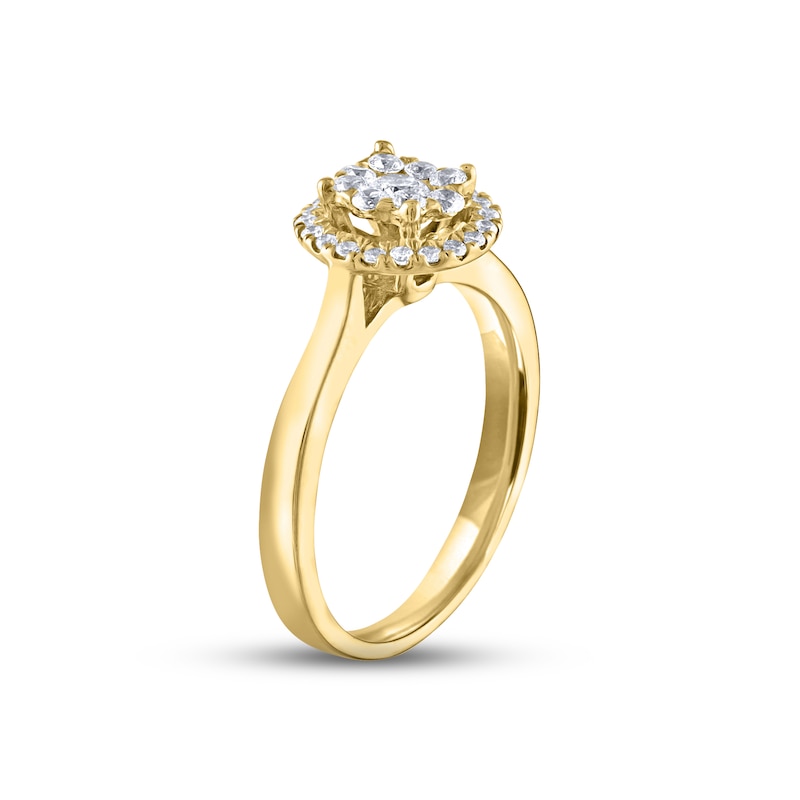 Main Image 2 of Multi-Diamond Engagement Ring 3/8 ct tw Round-cut 14K Yellow Gold